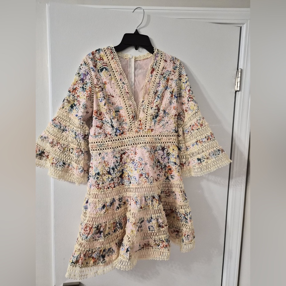 Floral Crochet Trim Dress